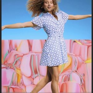 Alexis For Target Dot Tulip Sleeve Embroidered Shirtdress